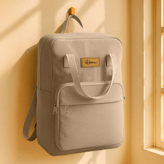 Beige Corduroy Backpacks