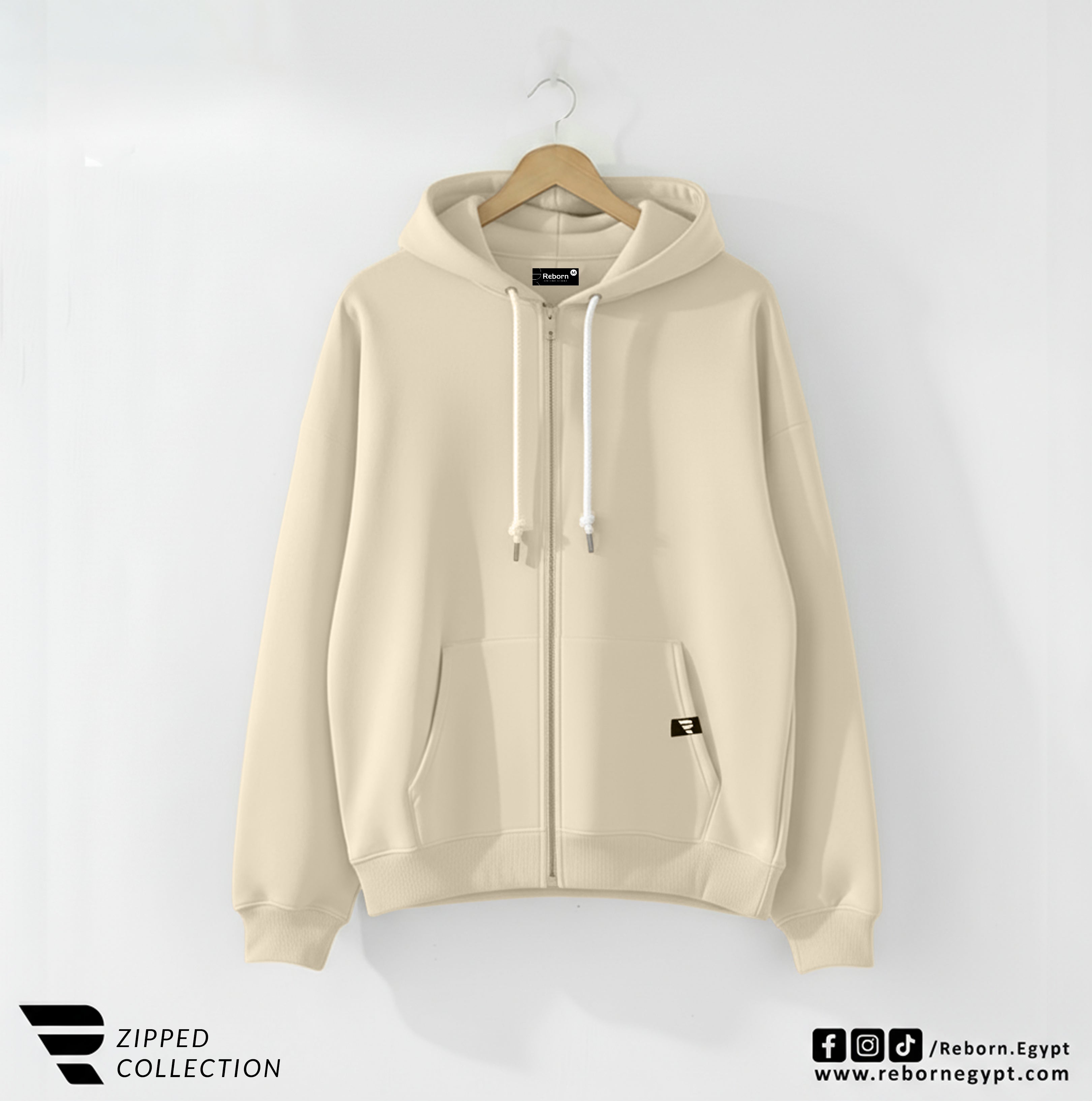 Zipper Sweatshirt - Beige