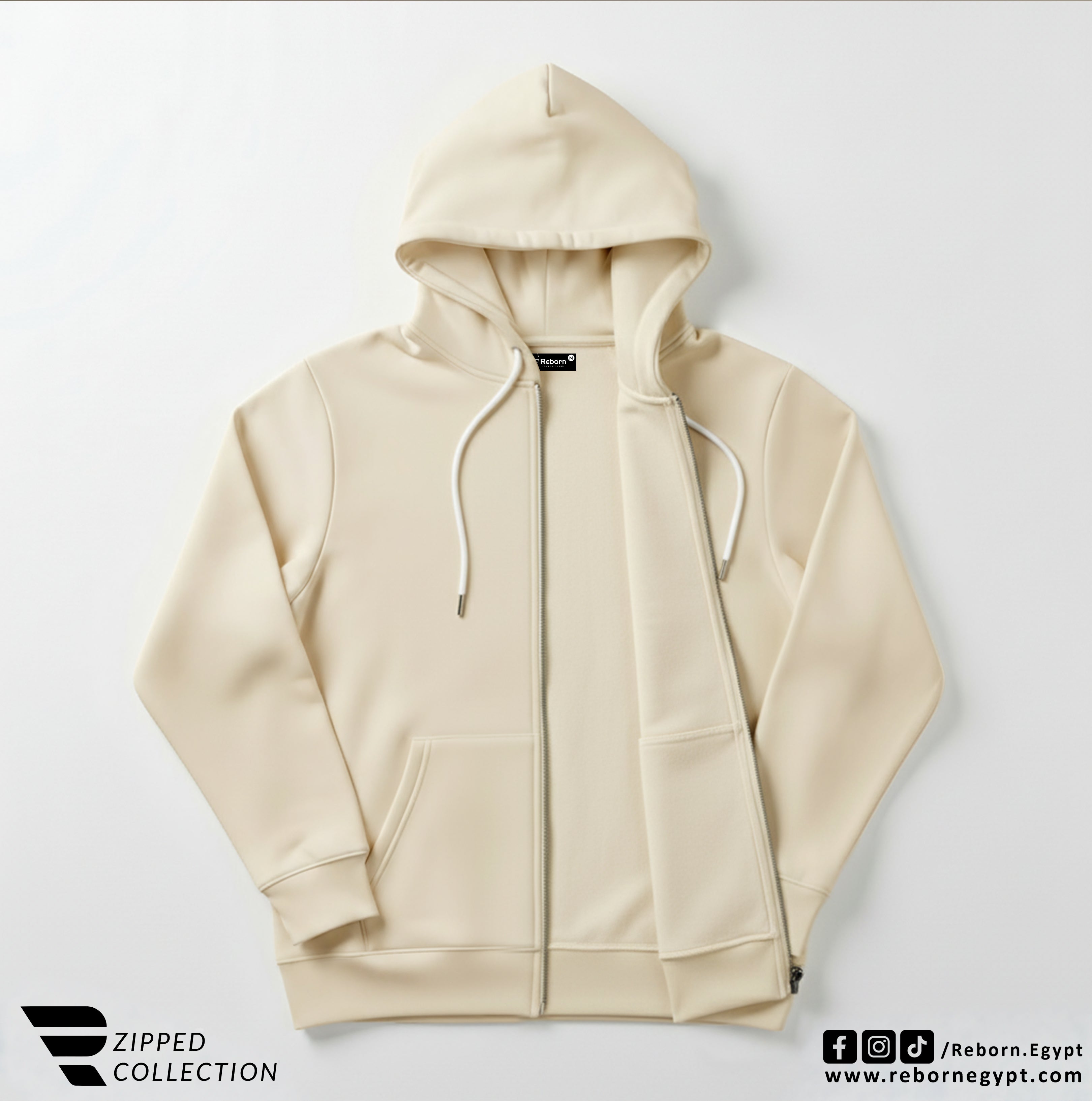 Zipper Sweatshirt - Beige