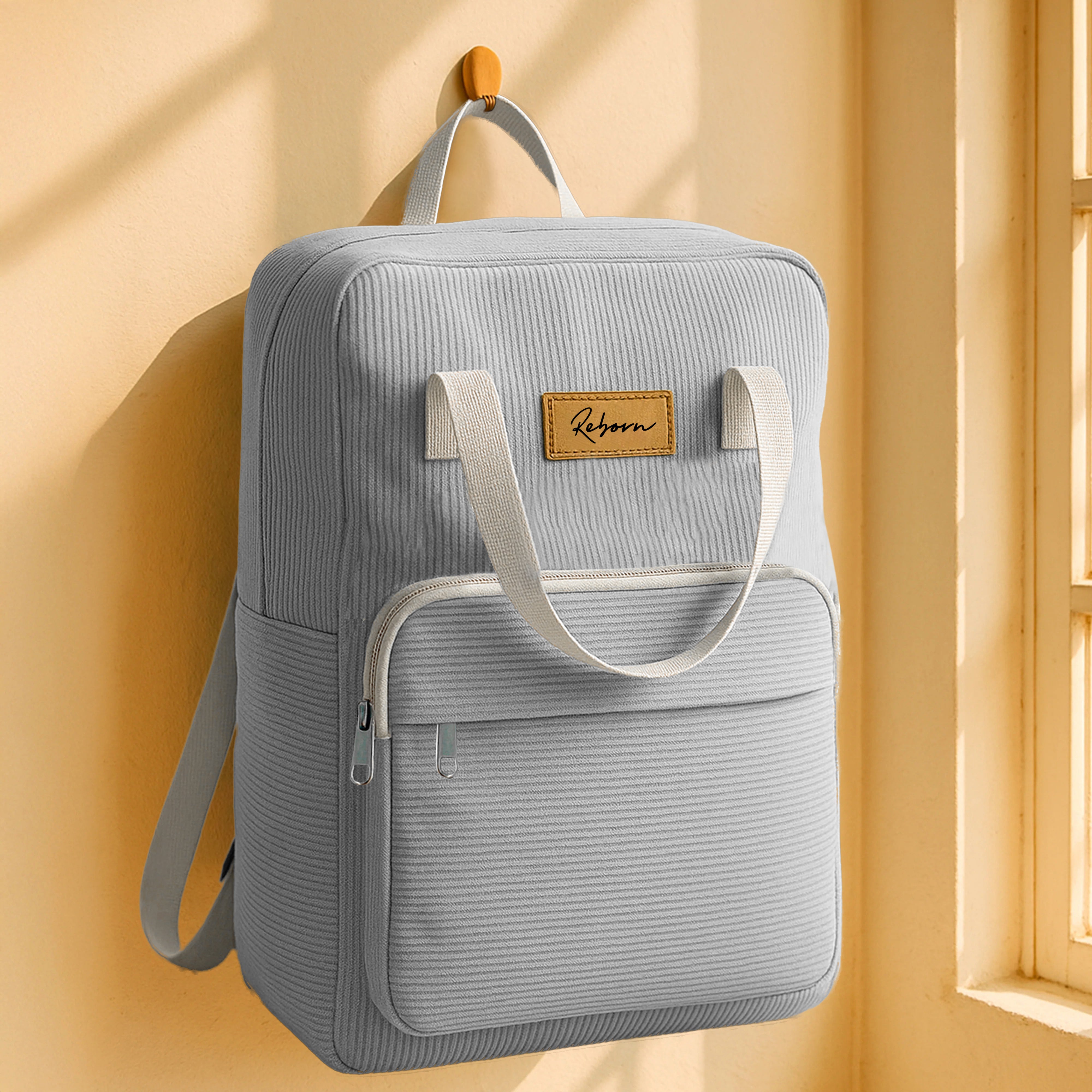 GRAY Corduroy Backpacks