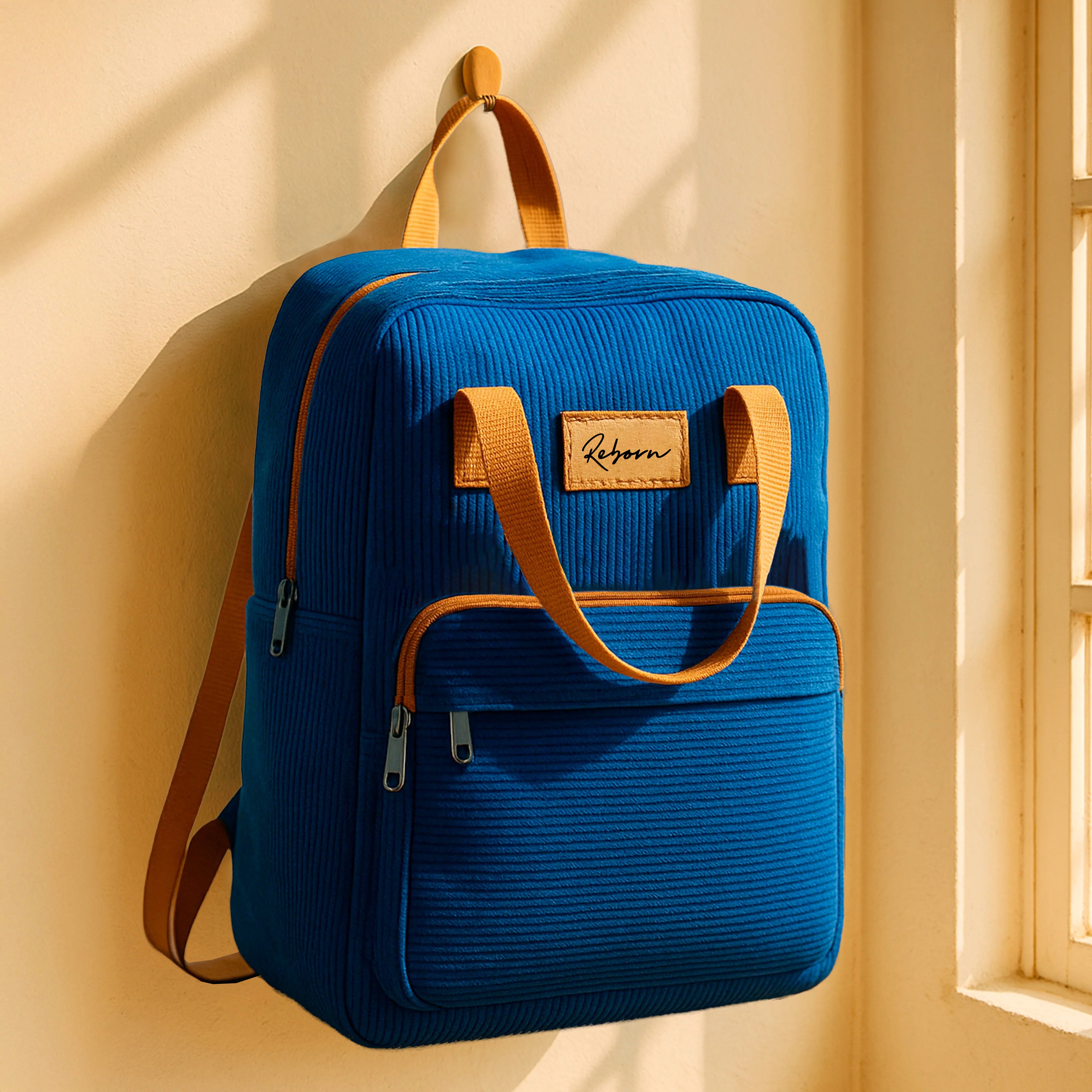 petrol Corduroy Backpacks