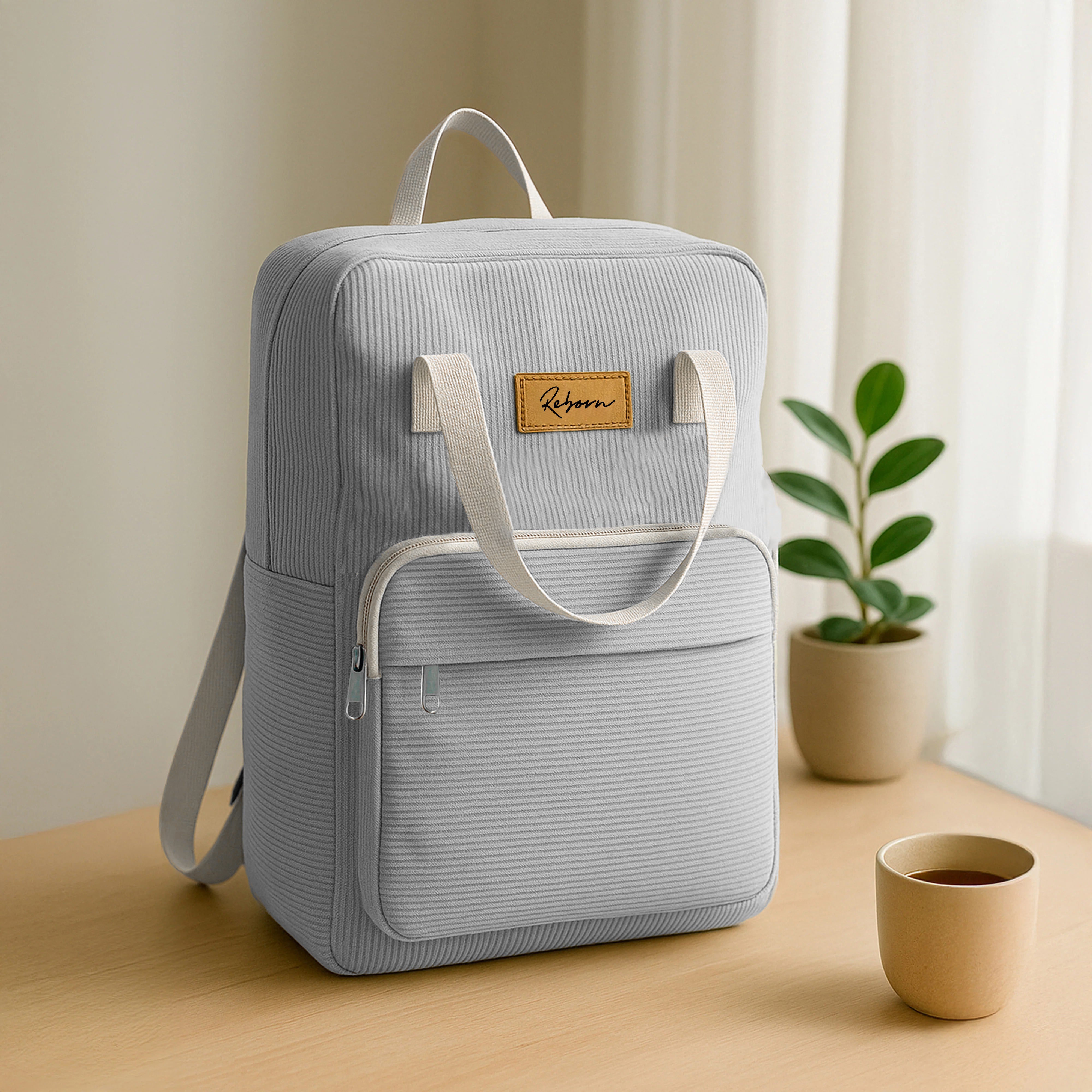 GRAY Corduroy Backpacks