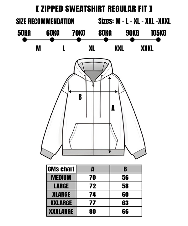 The Essential Zip-Up Size Chart